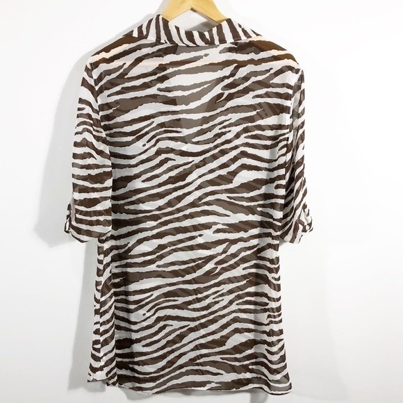 New York & Co Zebra Brown Print Sheer Swim Coverup - Picture 5 of 7